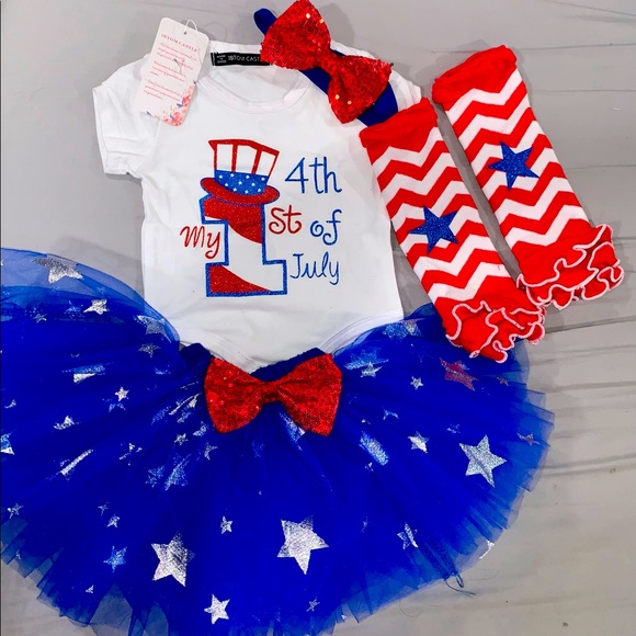 IBTOM Castle Other - Baby Girl IBTOM Castle First 4th Of July Set